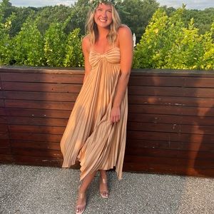Petal and Pup Gold Pleated Dress SZ Small